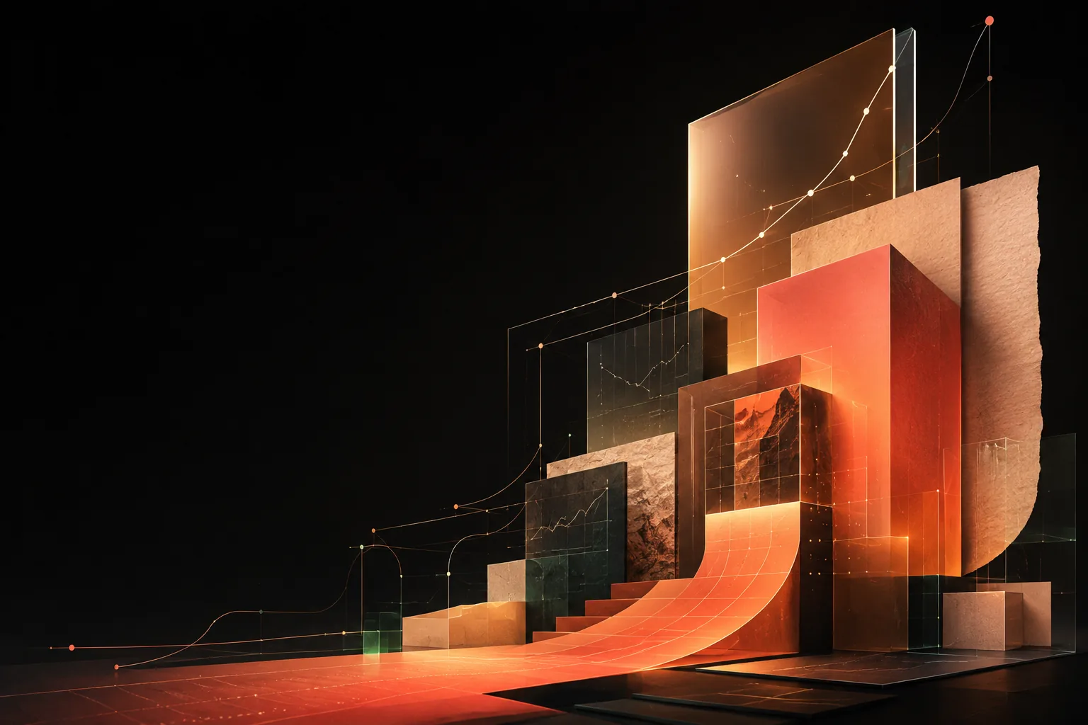 Abstract connected architecture representing coordinated business growth